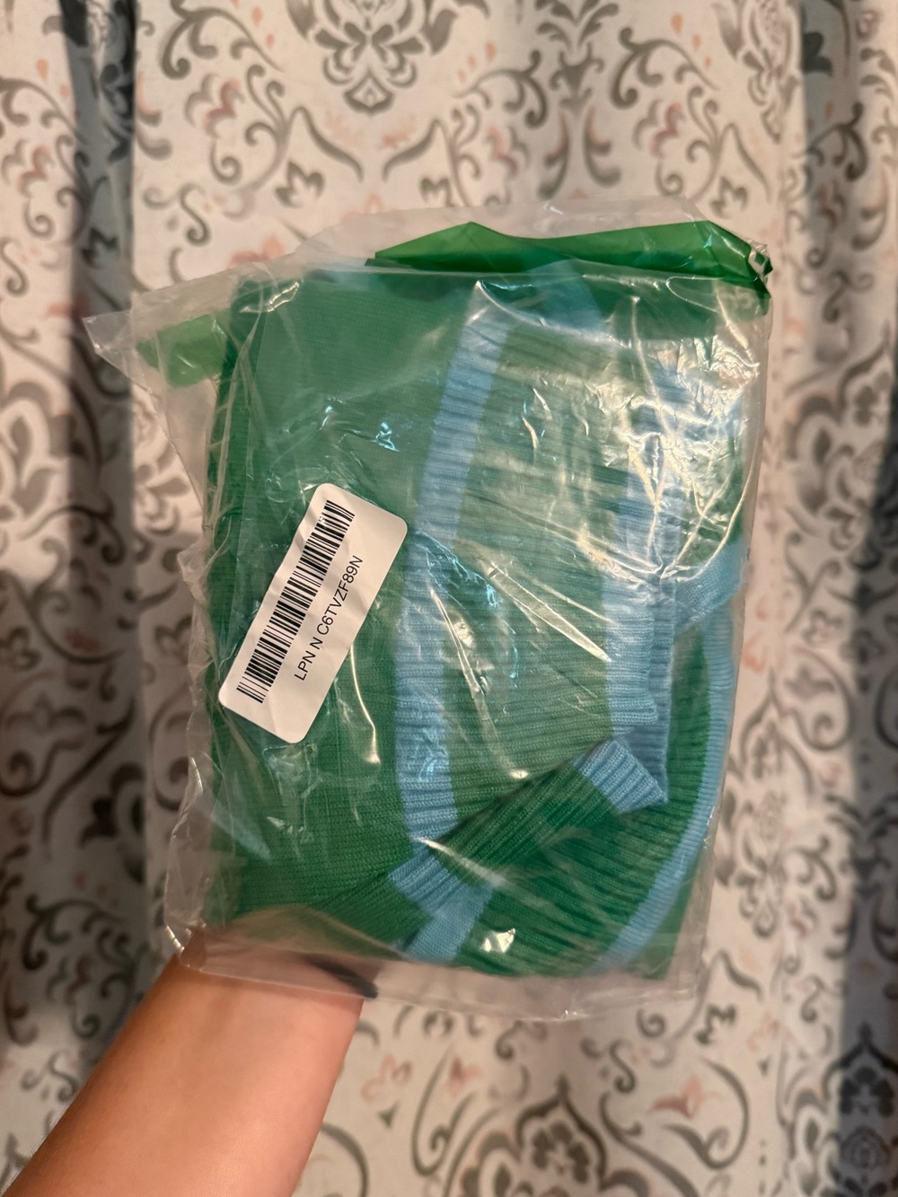 Green Ribbed Square-Neck Tank with Contrast Trim